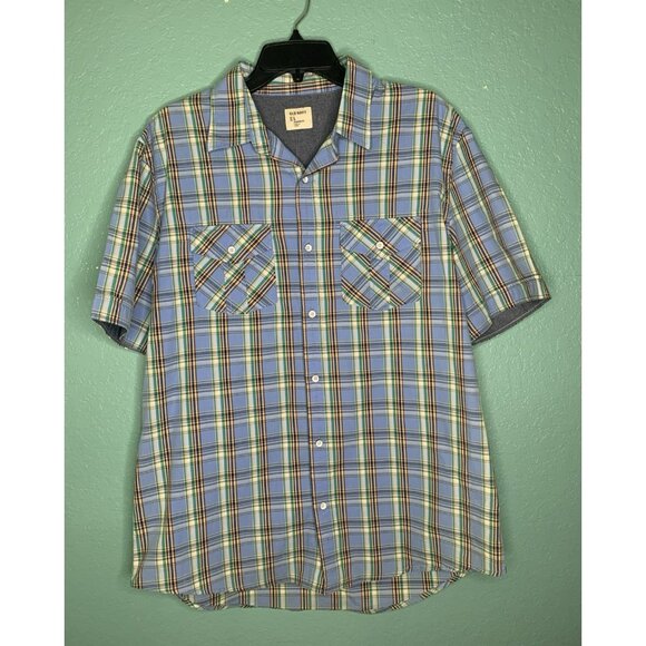 Old Navy Men’s Large Plaid Shirtsleeve Button down Collared Shirt - Picture 1 of 7